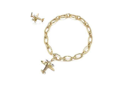 Gold Plated Airplane Charm Chain Bracelet